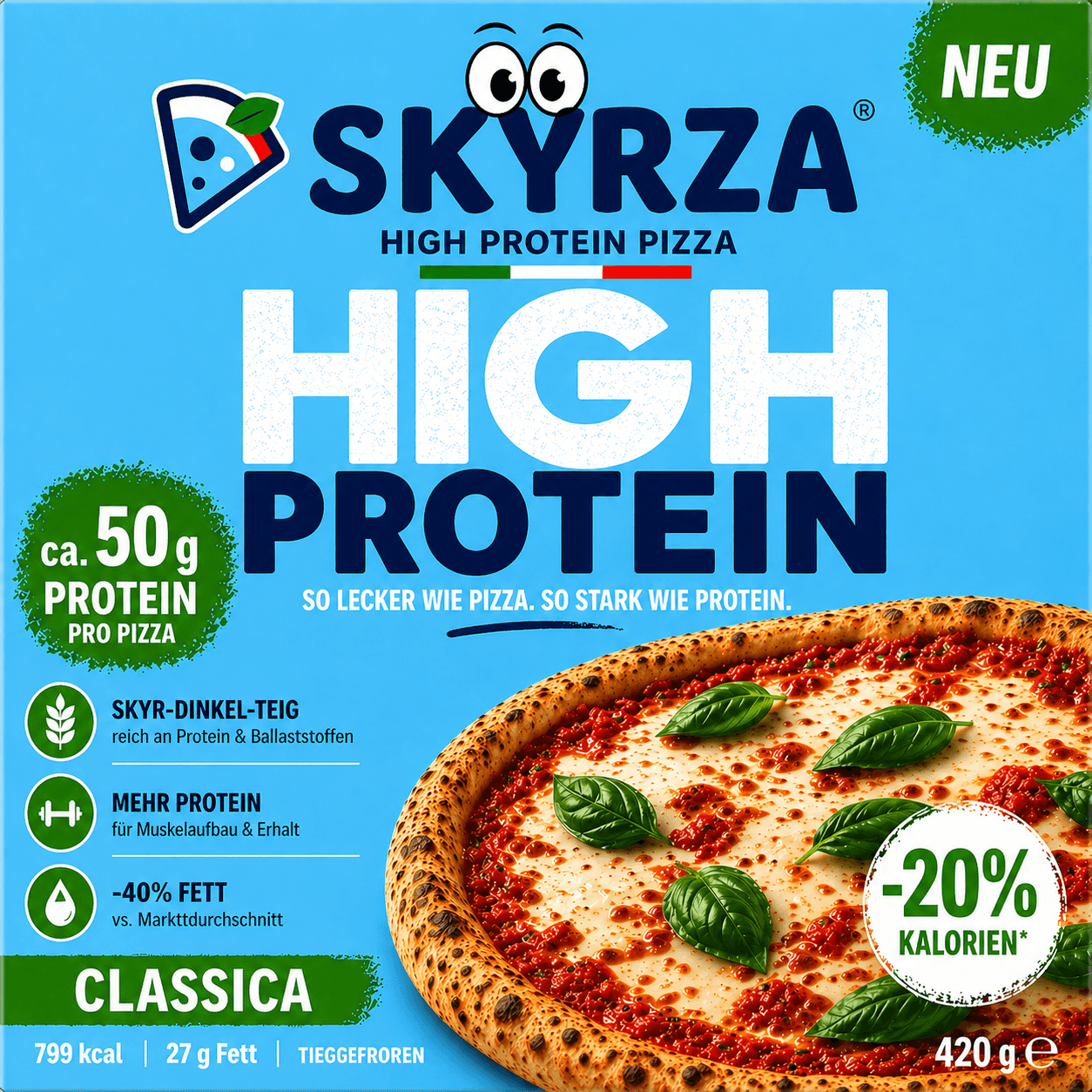 SKYRZA Classica High-Protein-Pizza Verpackung